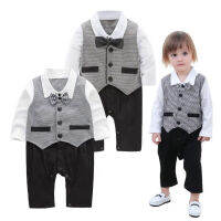 ABaby Clothes สุภาพบุรุษ Baby Rompers Plaid Infant Children Clothing Kids Birthday Formal WearM