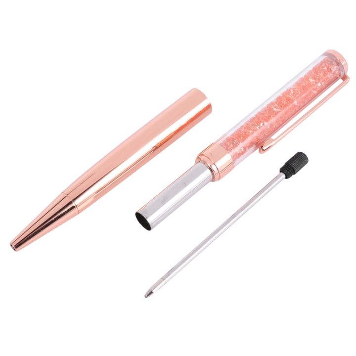 rose-gold-pen-bling-crystal-ball-point-pen-black-ink-pen-with-15-extra-refills-rose-gold-15-pack