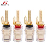 HVJ-4pcs 4mm Binding Post Hifi Cable Terminals Gold Plated  Redblack Color Binding Post Amplifier Speaker Connector R Connector