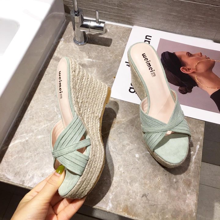 new-arrival-may-2022-women-open-toe-suede-trend-fashion-heeled-sandals-daily-solid-wedge-heel-slip-on-9cm-women-wedges-sandals
