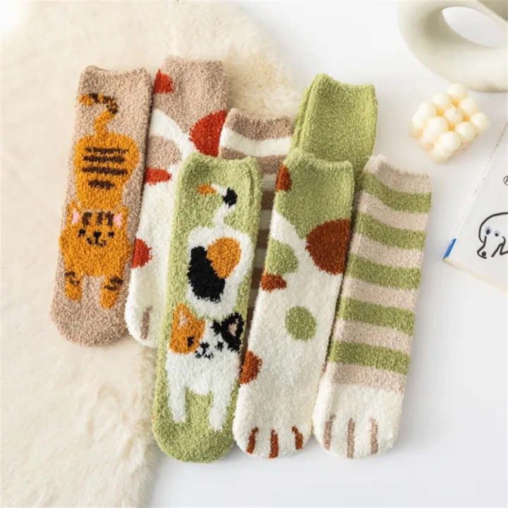 cartoon-animal-socks-cozy-winter-stockings-thick-warm-mid-thigh-socks-cute-cat-paws-floor-socks-kawaii-cat-claws-socks