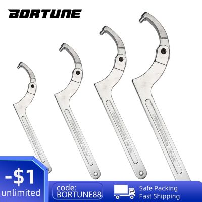 BORTUNE Hook Wrench Adjustable Round Square Head C Shape Chrome Vanadium Steel Spanner Screw Nuts Auto Car Bike Repair Hand Tool