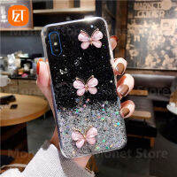 สำหรับ Xiaomi Redmi 6 6A 7 7A 8 8A 9 9A 9C 9T S2 10 4G 10C Glitter Gold ฟอยล์3D ผีเสื้อ Starry Sky อีพ็อกซี่ TPU กรณีโทรศัพท์ป้องกัน Cover