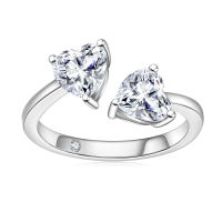 Anu 2กะรัต D สีรูปหัวใจ M Oissanite แหวนสองหินแหวนเงินแท้925หมั้นแหวนแต่งงานสำหรับผู้หญิงขายส่ง