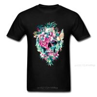 Memento Mori T Shirt Men Skull Tee Floral Skulls Tops Remember Death Tshirts Flower T-Shirt Goth Tropical Clothing Black 【Size S-4XL-5XL-6XL】