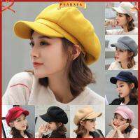 PEANSEA ไม่เป็นทางการ ฤดูใบไม้ร่วงฤดูหนาว Baker Boy Hats หมวกไวเซอร์ หมวกเบเร่ต์ หมวกนิวส์บอย หมวกขนสัตว์ Fedora หมวกจิตรกร