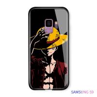 เคสใส่โทรศัพท์เคสสำหรับเคสโทรศัพท์ Samsung Galaxy S9หรูหราขอบนิ่มเคสฝาหลังกันกระแทกกระจกเทมเปอร์ลายตัวการ์ตูนตัวละครลูฟี่มันวาว