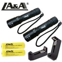 คุ้มสุด ๆ LA&amp;Aไฟฉาย(2 ชุด) Rechargeable Flashlight T6-8015 ราคาคุ้มค่าที่สุด ไฟฉาย แรง สูง ไฟฉาย คาด หัว ไฟฉาย led ไฟฉาย แบบ ชาร์จ ได้