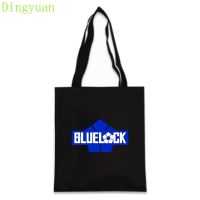 Mingyuan Blue Lock Canvas Travel Tote Bag Women Black White DIY Shopping Gift Kitchen