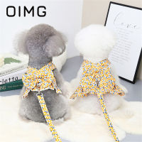 OIMG Clothes Teddy Dog Pastoral Chrysanthemum Skirt Can Be Hung With Leash For Small Medium Dogs Floral Print Puppy Harness