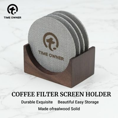 ♤▩✾ Coffee Filter Screen Holder 58mm Mesh Screen Barista Coffee Making Puck Screen for Espresso Machine Holder Walnut Reusable
