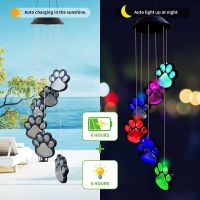 Pet Paw New Solar Led Wind Chimes Lights Pendant Outdoor Balcony Yard Waterproof Color Changing Decor Dogs Cat Pet Lover Gift Bulbs  LEDs HIDs