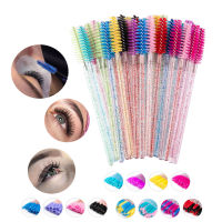 Good Quality Disposable 50 Pcs/Pack Crystal Eyelash Makeup Brush  Diamond Handle Mascara Wands Eyelash Extension Tool