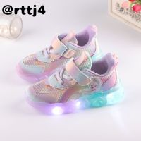 rttj4 ♦❣☊ Girls sneakers spring and autumn new 1-6 years old 3 baby shoes girls luminous shoes flashing lights breathable childrens mesh shoes