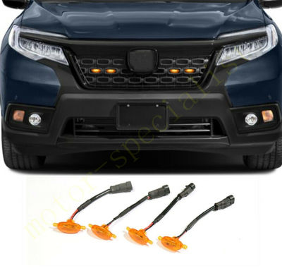 4pcs Car Styling Accessories Front Grill LED Amber Light Raptor Style Cover Fit For Honda Passport - W Wire Speed