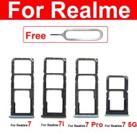 ถาดใส่ซิมการ์ดสำหรับ Realme 7 5G 7 Pro 7I Global Asia สองซิมช่องเสียบบัตรที่ใส่ถาดอะไหล่อะแดปเตอร์การ์ดรีดเดอร์ SD ขนาดเล็ก