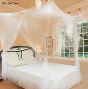 Màn chống muỗi mới đen trắng cho giường đôi bốn góc bài màn trùm giường