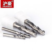 HUHAO HRC55 สำหรับอลูมิเนียม 3 ขลุ่ยหนังหยาบ Endmill นำเข้าโลหะผสมทังสเตนคาร์ไบด์ที่เป็นของแข็ง Milling Cutter Wave Blade Router Bit