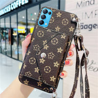 เคสโทรศัพท์สำหรับ OPPO Reno5 Reno5 Pro OPPO A57 2022 A55 A16 A54 A15 A15s A93 Reno4 F Reno4 Lite A53 2020 A32 A33 A1K A7 A5s A12 A52 A92 A9 2020 A5 2020 F9 F11 A31 A73 2020 A91 Reno3 Crossbody กระเป๋าสตางค์แบบซองหนังนุ่มหรูหรา Cardbag กรณี