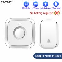 ✔❆ CACAZI Newest Home Wireless Doorbell 60Songs 110DB 150M Waterproof Remote Smart Calling Bell with US EU UK Plug(Silver White)