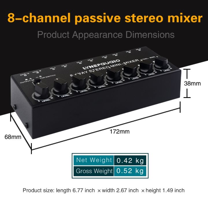 b066มินิสเตอริโอ8ช่อง-rca-non-source-sound-passive-mixer-ไม่มีแหล่งจ่ายไฟ