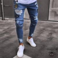 CODddngkw3 NOH-STOCK Mens Skinny Jeans Rip Slim fit Stretch Denim Distress Frayed Jeans