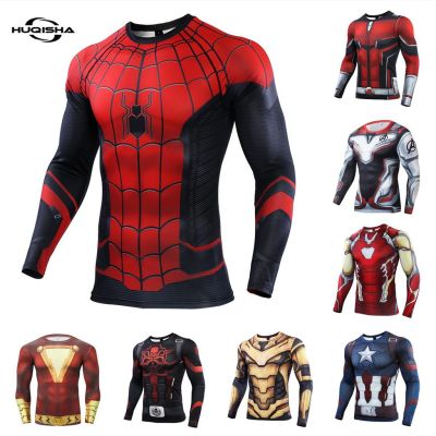 [ส่งของ]ใหม่ เสื้อยืดลําลอง แขนยาว ลาย 3D superhero เหมาะกับการเล่นกีฬา แฟชั่นสําหรับผู้ชาย T-shirt