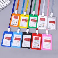 Cheap Transparent Credential Badge Holder Lanyard for Business Meeting Visiting Hang Pass Tag ID Card Candy Color Protector Case Card Holders