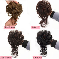 100 Human Hair Curly Donut Chignon With Elastic Band Scrunchies Messy Hair Bun Updo Hairpieces Extensions for Women Non-remy