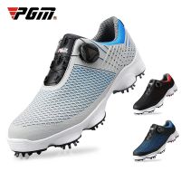 PGM Golf Shoes Mens Comfortable Knob Buckle Golf MenS Shoes Waterproof Genuine Leather Sneakers Spikes Nail Non-Slip XZ106