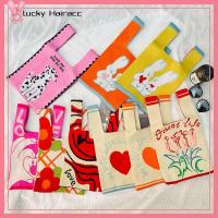 LUCKY HAIRACC น่ารักน่ารักๆ กระเป๋าถือแบบถัก ถักนิตติ้ง การ์ตูนลายการ์ตูน กระเป๋าข้อมือปม แฟชั่นสำหรับผู้หญิง ความจุสูงมาก กระเป๋าโท้ท สำหรับผู้หญิง