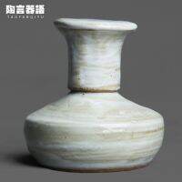 Retro rough pottery kiln becomes powdered white warm tea alcohol bottle painting glaze craft Japanese tea ceremony alcohol lamp