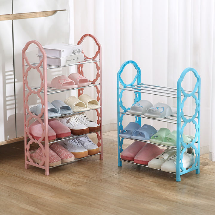 4 Layer Simple Multi 5 Layer Shoe Rack Stainless Steel Easy Assemble Storage Shelf Shoe Cabinet