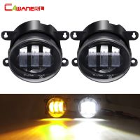 Cawanerl ไฟตัดหมอก LED 30W 2ชิ้น6000LM โคมไฟ DRL ตัดหมอกรถยนต์ด้านหน้าสีขาวสำหรับ Jeep เข็มทิศหักมุม Cherokee