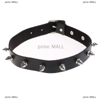 pime MALL Unisex Punk โกธิคหนัง Choker หัวใจโซ่ SPIKE Rivet หัวเข็มขัดสร้อยคอ