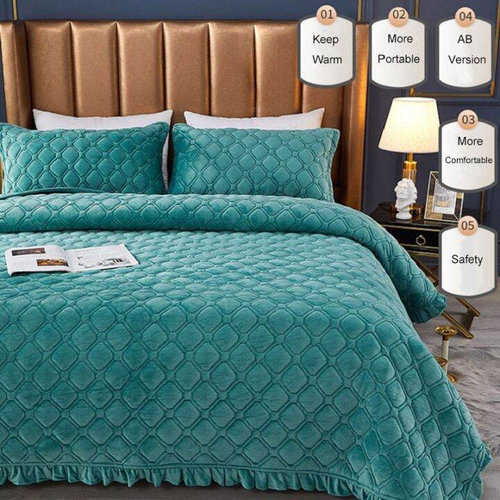 jiangshijiazhibodia Thickened Bedspread Solid Colour Crystal Velvet Bed