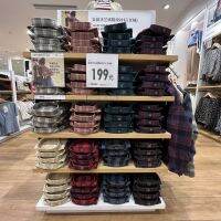 UNIQLO เสื้อแขนกุดไม่มีซับในสำหรับเดรสลำลองบ้านเสื้อคลุมบางๆ451099ผ้ากำมะหยี่ลายสก๊อตเสื้อแขนยาว