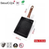 Chảo vuông đáy từ 15x20 cm Seoulcook công nghệ Hàn Quốc chống dính vân đá thumbnail