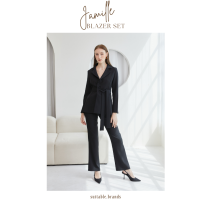 Jamille​ BLazer​ Set​ -​ เซตสูท 3 ชิ้น เสื้อสูท+กางเกงขายาว+เชือกคาดเอว (ดำ)​