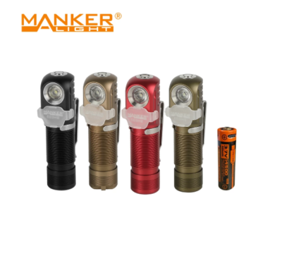 Manker E03HII with 14500 Battery AA Headlamp 360LM AA / 600LM 14500 Led Headlight Angle flashlight With Headband Magnet Tail Reversible Clip
