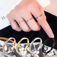 2mm Simple Fashion Stainless Steel Thin Ring Rose Gold Black For Women Men Minimalist Ring Jewelry Party Accessories