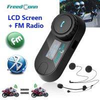 【LZ】▨❁  T-COM SC Motocicleta Bluetooth Capacete Headset impermeável LCD Screen Intercom Rádio FM Interphone