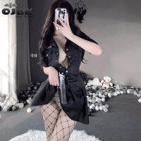 OJBK Female Police Officer Costumes Open Chest Temptation Policewoman Uniform y Lingerie Night Stewardess Role-Playing Games