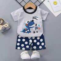 Baby Boys Tshirt Baju Bayi Girl Shirts Baby Clothes Kids Short Sleeves Cloths Wear Murah Cotton Cartoon Dinosaur Suits1-6 years old