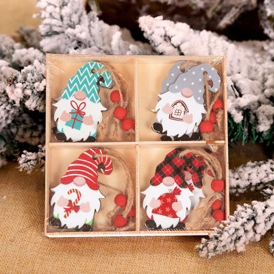 【cw】912pcs Faceless Gnome Xmas Tree Hanging Wooden Ornaments Christmas Decorations for Home Navidad New Year 2022 Natal Kids Gift