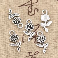 [HOT] 30pcs Charms Flower Rose 21x13mm Handmade Craft Pendant Making fitVintage Tibetan Bronze Silver colorDIY For Bracelet Necklace