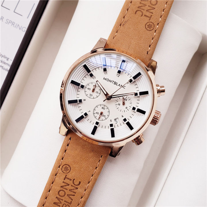 2021 Original NO.1Montblan แฟชั่นของผู้ชายปฏิทินธุรกิจนาฬิกาหรูกรอบสแตนเลสสตีลอะนาล็อกสายรัดหนังนาฬิกาควอตซ์