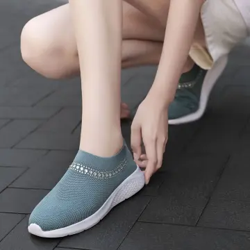 Vulcanized Shoes Sneakers Women Trainers Knitted Sneakers Ladies Slip-on  Sock Shoes Sparkly Crystal Zapatillas Mujer Casual