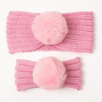 、‘】【= 2Pcs/Set Daily Mom &amp; Baby Headbands Warm Knitted Pompom Plush Ball Parent-Child Hair Accessories Headwear Handmade Girls Turban