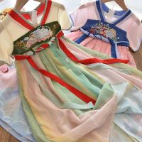 Girls summer dress 2021 new childrens summer dress Hanfu girl princess dress childrens skirt summer